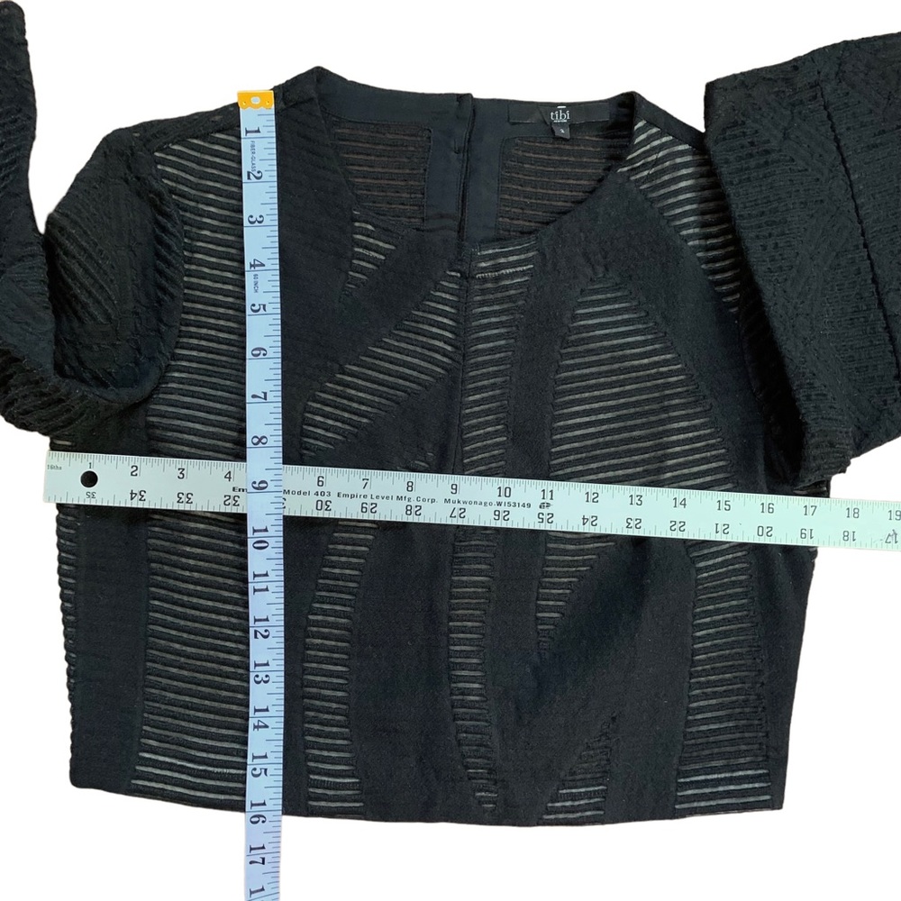Tibi Cropped Wool Blend Sheer Panel Button Back B… - image 6